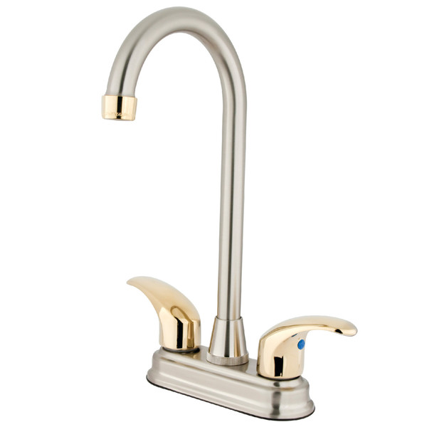 Kingston Brass Legacy, 4" Centerset Bar Faucet, Brushed Nickel/Polished Brass KB6499LL